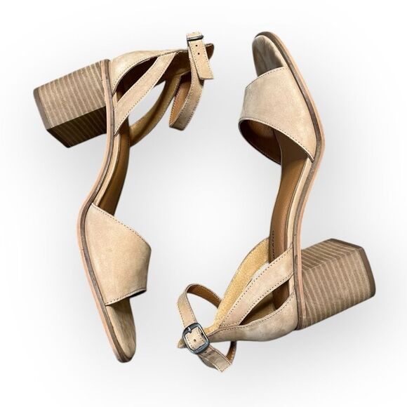 Lucky Brand Heels Women’s 10.5 Solinio Nude Suede Square Toe Sandals - Picture 7 of 8